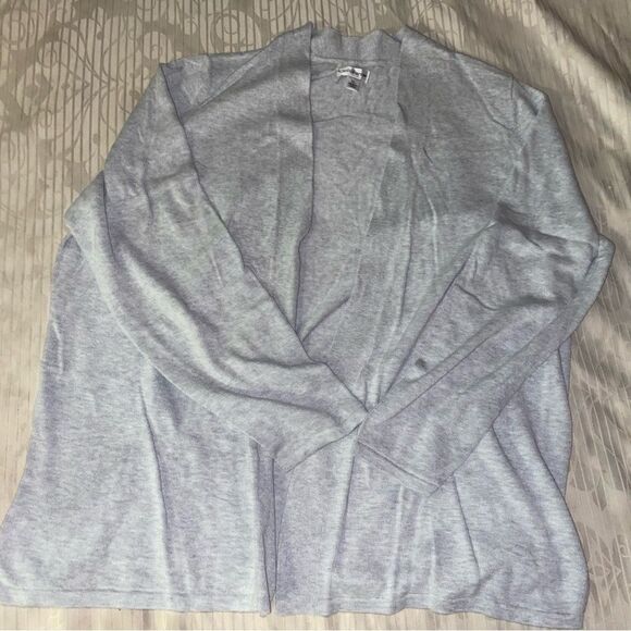NWOT Croft & Barrow light heather grey drape front cardigan-size XL - Picture 1 of 3